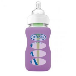 Dr.Brown Wide Neck Glass Bottle + Silicone Sleeve AC088 270ml Purple