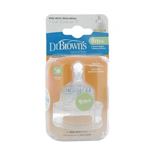 Dr.Brown 362 Silicone Nipples Wide Neck Y-Cut 9m