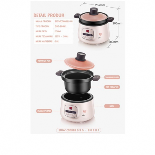 Bear Baby Slow Cooker 0.8L DSG-B08K1 - Pink