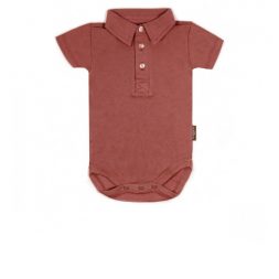 Little Palmerhaus Bodysuit Collar Boy 6m - Brick