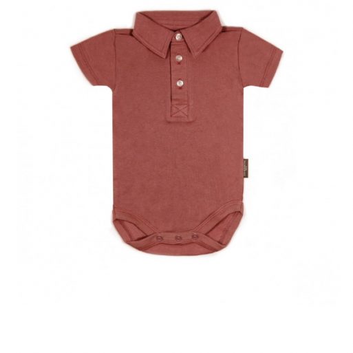 Little Palmerhaus Bodysuit Collar Boy 6m - Brick