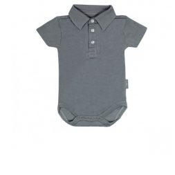 Little Palmerhaus Bodysuit Collar Boy 6m - Charcoal