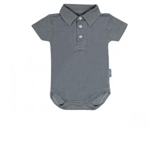 Little Palmerhaus Bodysuit Collar Boy 6m - Charcoal