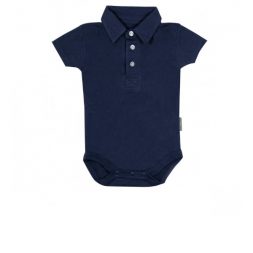 Little Palmerhaus Bodysuit Collar Boy 6m - Graphite Navy