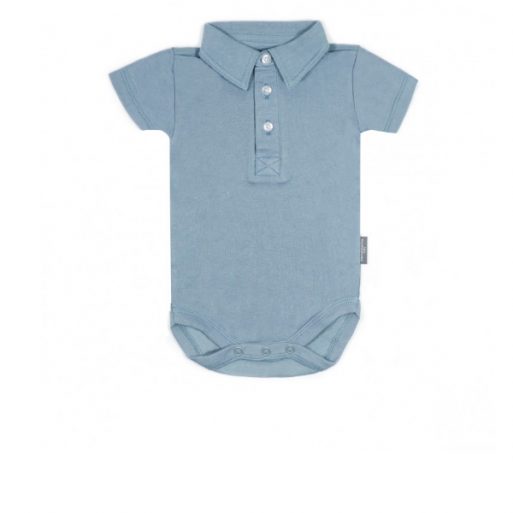 Little Palmerhaus Bodysuit Collar Boy 9m - Sky Blue