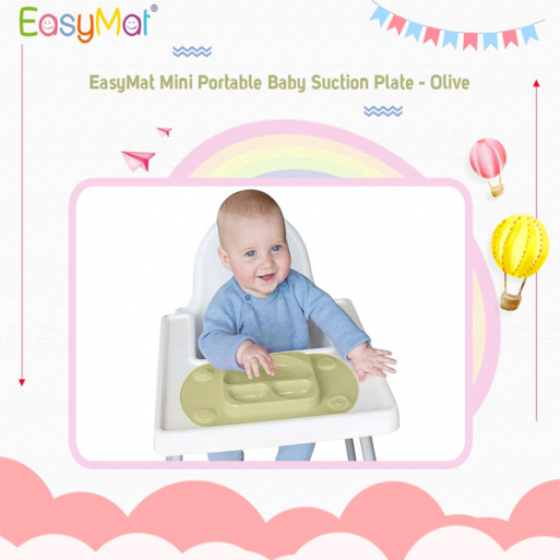 EasyMat Mini Portable Baby Suction Plate - Olive