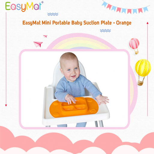 EasyMat Mini Portable Baby Suction Plate - Orange