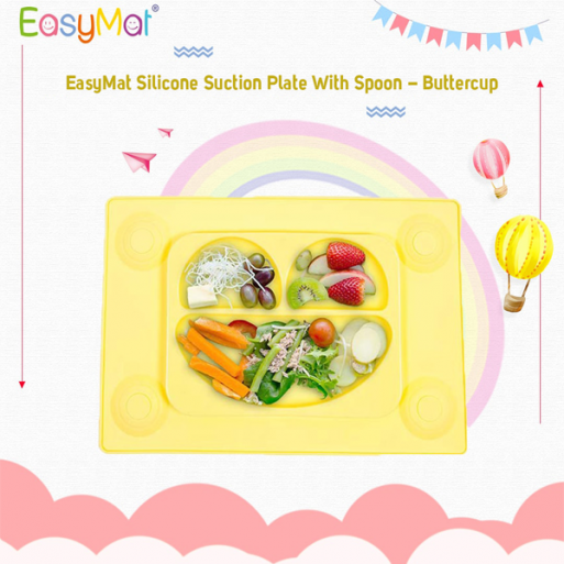 EasyMat Silicone Suction Plate With Spoon - Buttercup