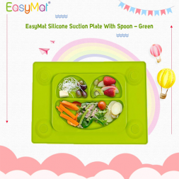 EasyMat Silicone Suction Plate With Spoon - Green