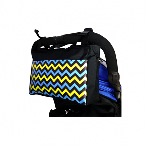 Kinderkeen Stroller Organizer - Chevron Blue Yellow