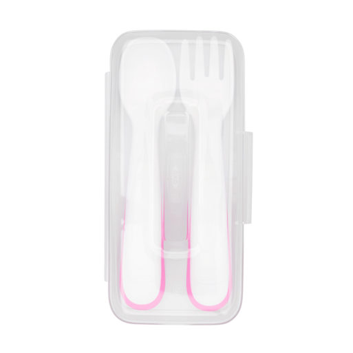 OXO Tot On-The-Go Plastic Fork & Spoon Set With Travel Case - Pink