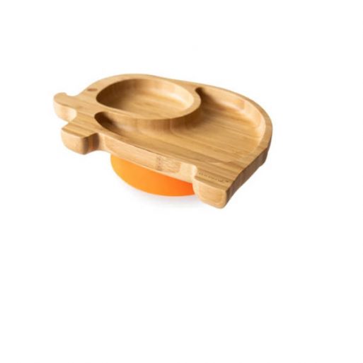 Ecorascals Bamboo Elephant Plate - Orange