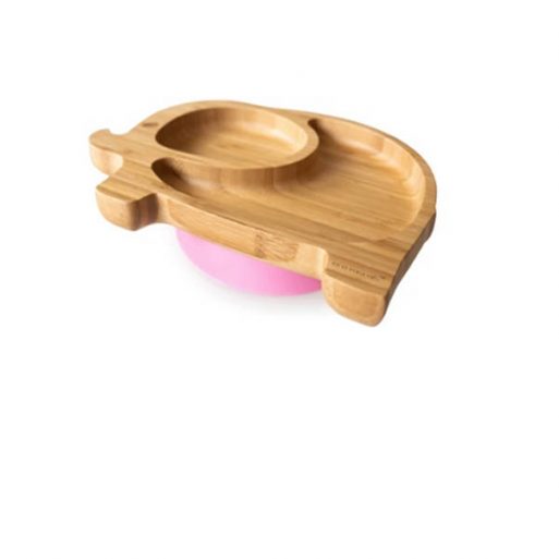 Ecorascals Bamboo Elephant Plate - Pink