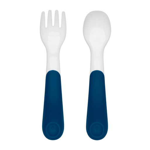 OXO Tot On-The-Go Plastic Fork & Spoon Set With Travel Case - Navy