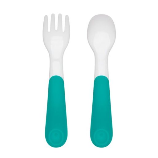 OXO Tot On-The-Go Plastic Fork & Spoon Set With Travel Case - Teal