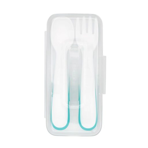 OXO Tot On-The-Go Plastic Fork & Spoon Set With Travel Case - Teal