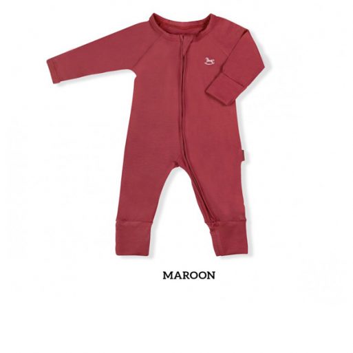 Little Palmerhaus Baby Sleepsuit 24m - Maroon