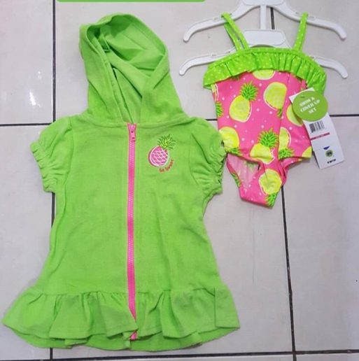 Wippette Skirted One-Piece Suit & Cover-Up Fuschia Pineapple 18m