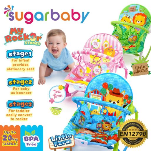 Sugar Baby My Rockers 3 Stages Baby Bouncer- Little Farm