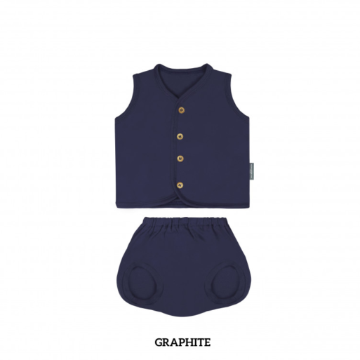 Little Palmerhaus Button Tee Set Sleeve + Shorts 3-6m