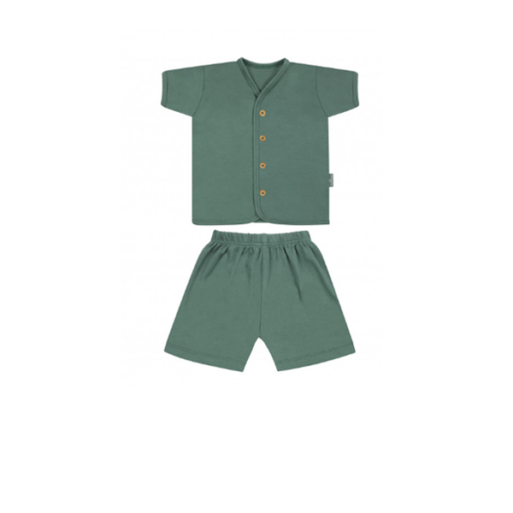 Little Palmerhaus Button Tee Set 6-12m - Forest