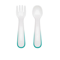 OXO Tot On-The-Go Plastic Fork & Spoon Set With Travel Case - Teal