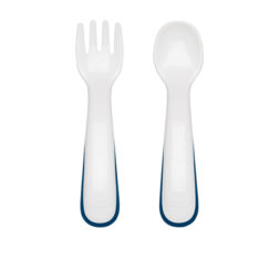 OXO Tot On-The-Go Plastic Fork & Spoon Set With Travel Case - Navy