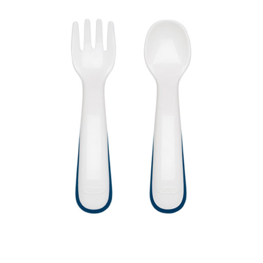 OXO Tot On-The-Go Plastic Fork & Spoon Set With Travel Case - Navy