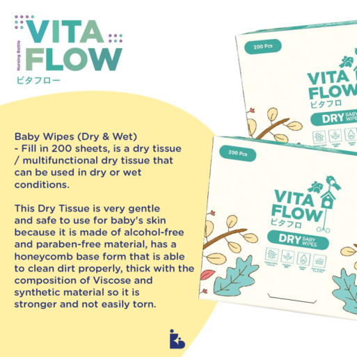 Vita Flow Dry Baby Wipes Satine (100pcs)