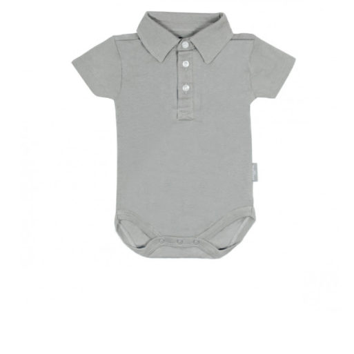 Little Palmerhaus Bodysuit Collar Boy 9m - Grey