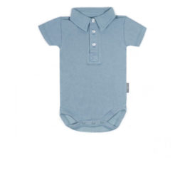 Little Palmerhaus Bodysuit Collar Boy 6m - Sky Blue