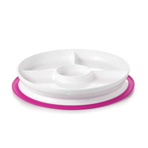 OXO Tot Stick & Stay Suction Divided Plate - Pink