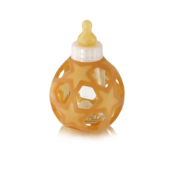 Hevea Baby Glass Bottle with Natural Rubber Cover – White Cap