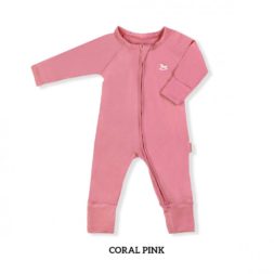 Little Palmerhaus Baby Sleepsuit 12m - Coral Pink