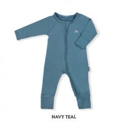 Little Palmerhaus Baby Sleepsuit 6m - Navy Teal