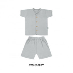 Little Palmerhaus Button Tee Set 6-12m - Grey