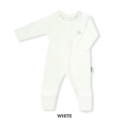 Little Palmerhaus Baby Sleepsuit 3m - White